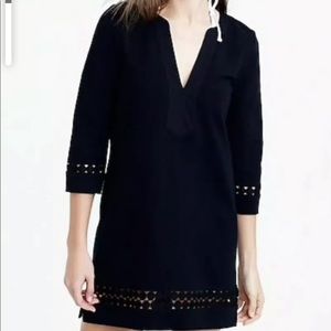 🌿⚪️⚫️J.Crew cotton embroidered black tunic